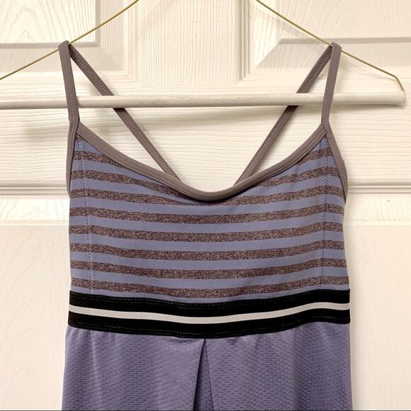 Lucy purple cross back striped athletic tank - Picture 2 of 8